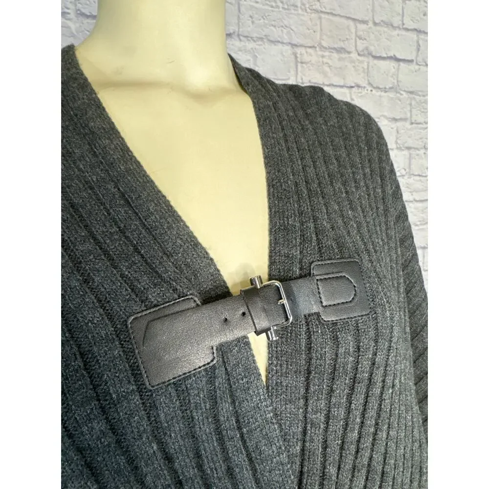 MICHAEL MICHAEL KORS Leather-Trim Poncho in charcoal size med / one size